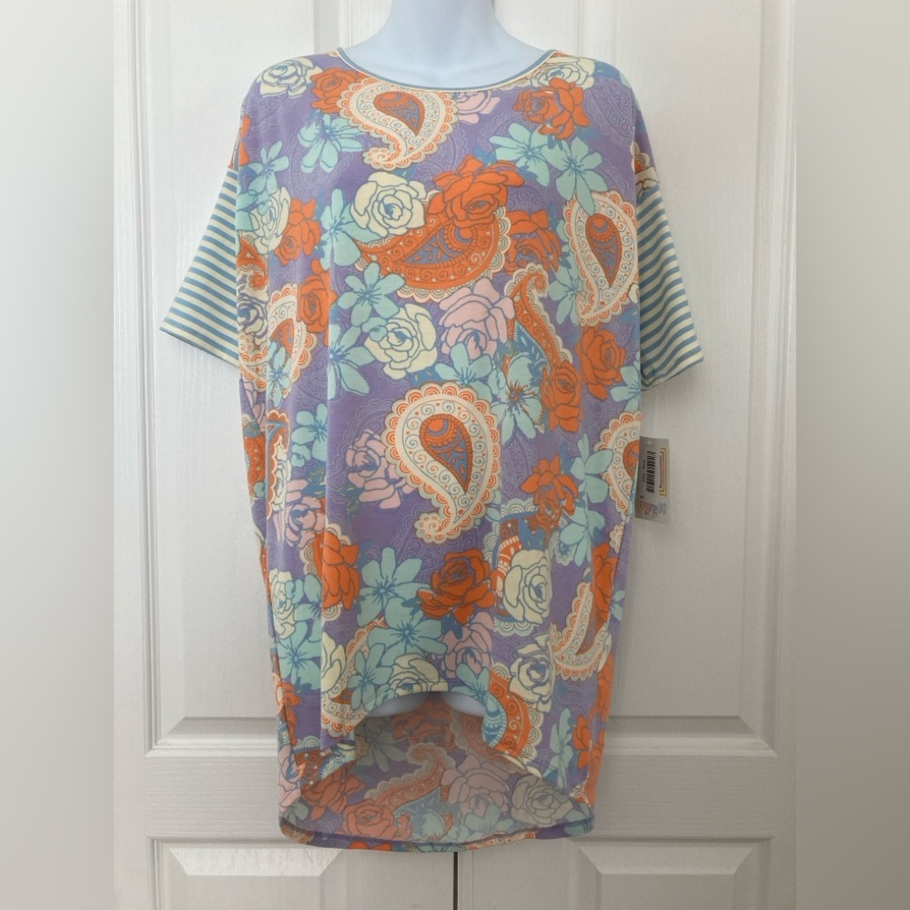 NWT Lularoe Irma Tunic Size XXS 2XS Paisley roses Mommy & Me Hi Lo Shirt Top NEW